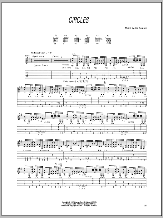 Joe Satriani Circles Sheet Music Notes & Chords for Guitar Tab - Download or Print PDF