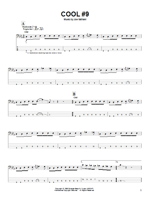Joe Satriani Cool #9 Sheet Music Notes & Chords for Bass Guitar Tab - Download or Print PDF