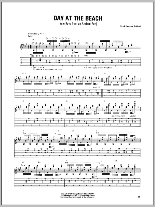 Joe Satriani Day At The Beach (New Rays From An Ancient Sun) Sheet Music Notes & Chords for Guitar Tab - Download or Print PDF