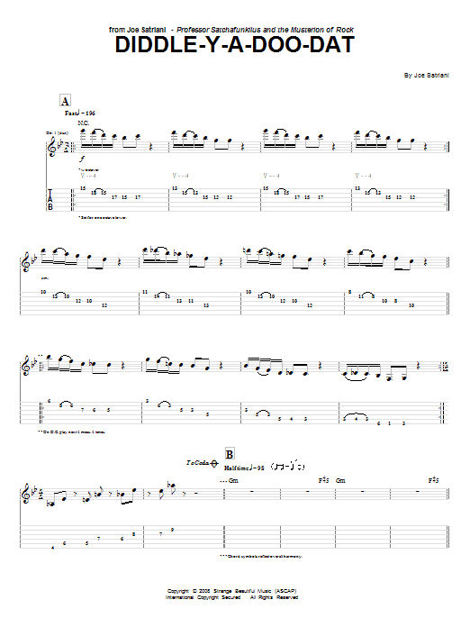 Joe Satriani Diddle-Y-A-Doo-Dat Sheet Music Notes & Chords for Guitar Tab - Download or Print PDF