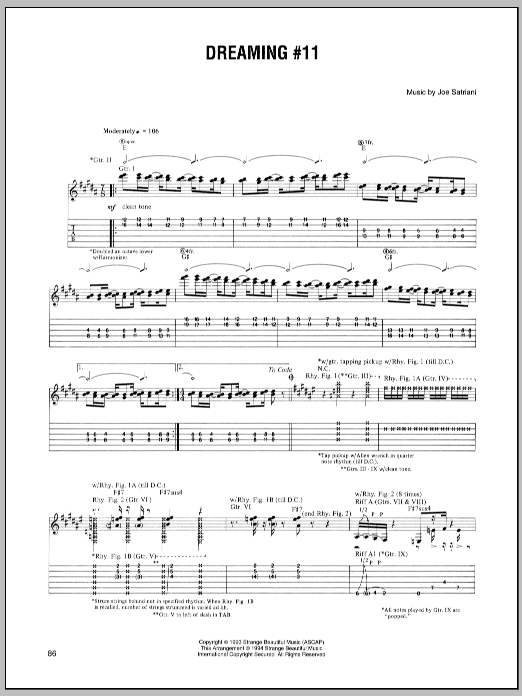 Joe Satriani Dreaming #11 Sheet Music Notes & Chords for Guitar Tab - Download or Print PDF