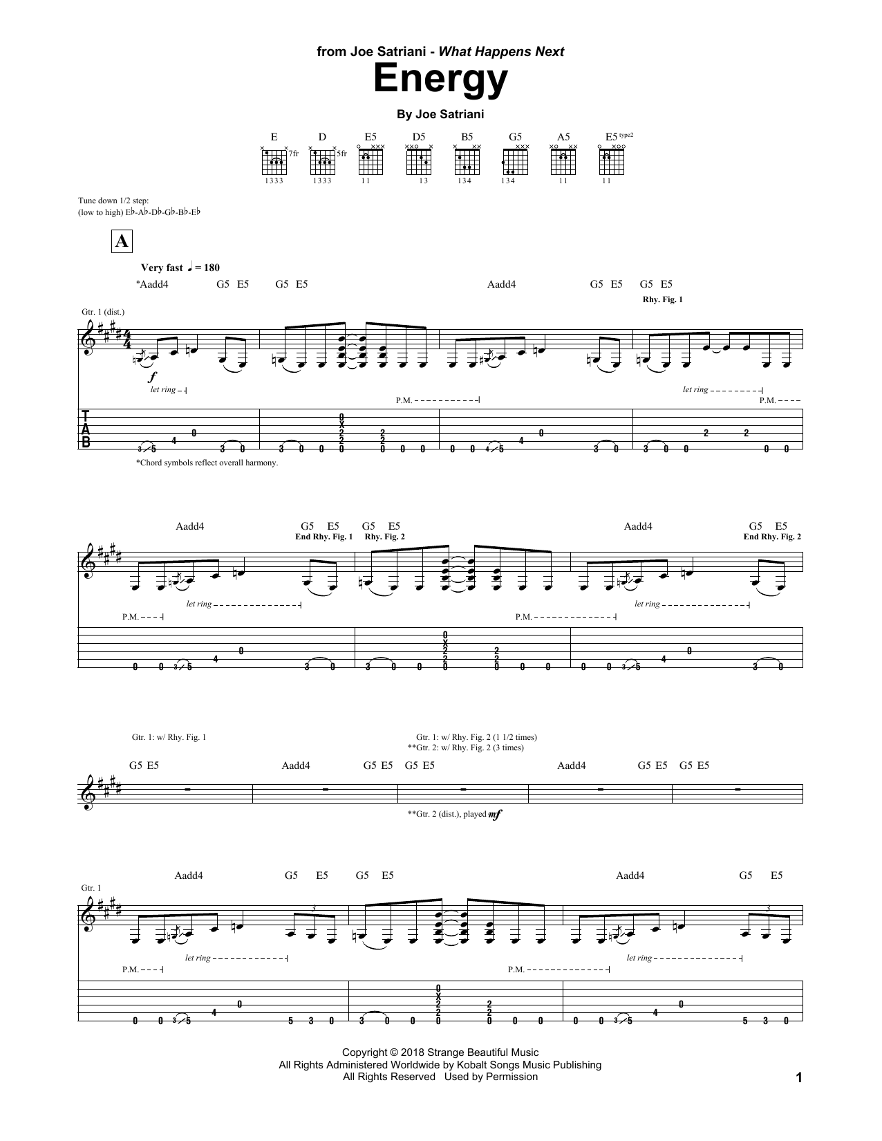 Joe Satriani Energy Sheet Music Notes & Chords for Guitar Tab - Download or Print PDF