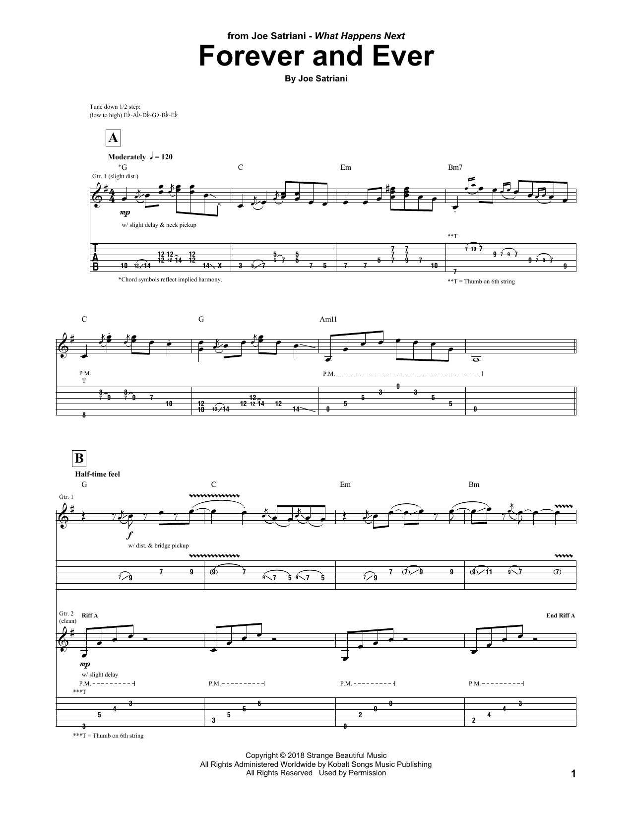 Joe Satriani Forever And Ever Sheet Music Notes & Chords for Guitar Tab - Download or Print PDF