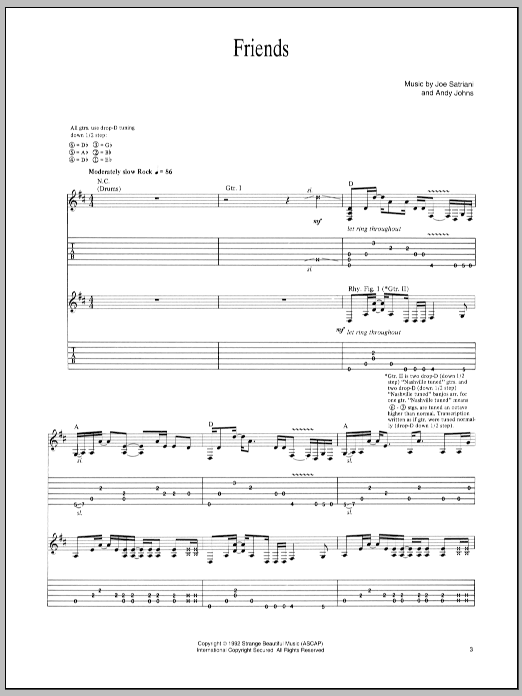 Joe Satriani Friends Sheet Music Notes & Chords for Guitar Tab Play-Along - Download or Print PDF