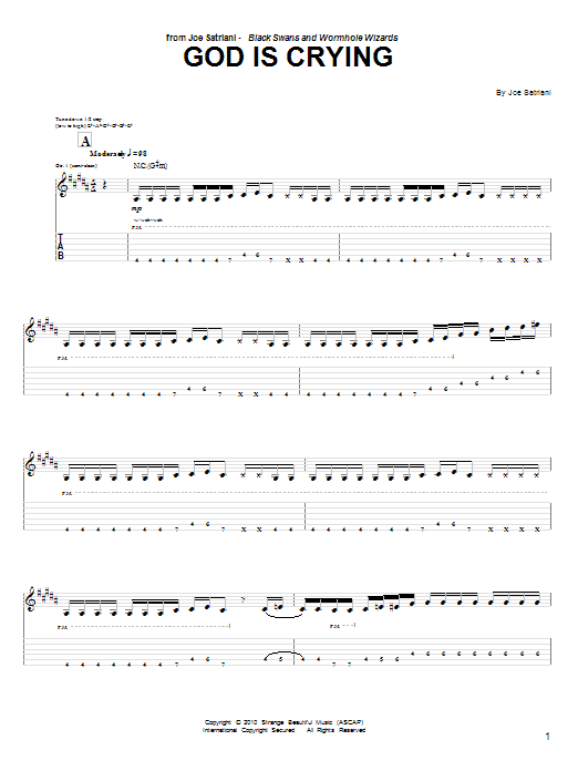 Joe Satriani God Is Crying Sheet Music Notes & Chords for Guitar Tab - Download or Print PDF