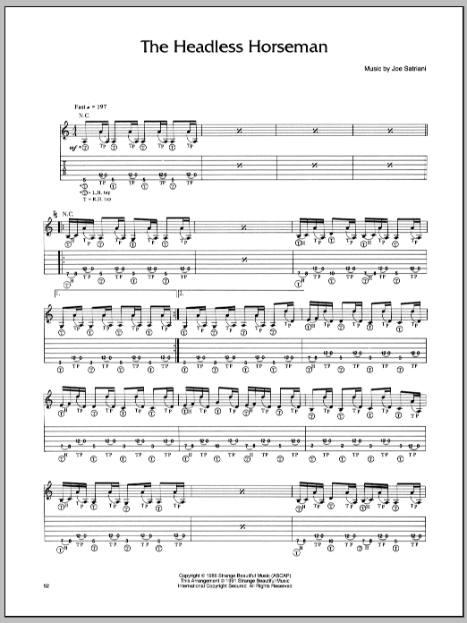 Joe Satriani Headless Horseman Sheet Music Notes & Chords for Guitar Tab - Download or Print PDF