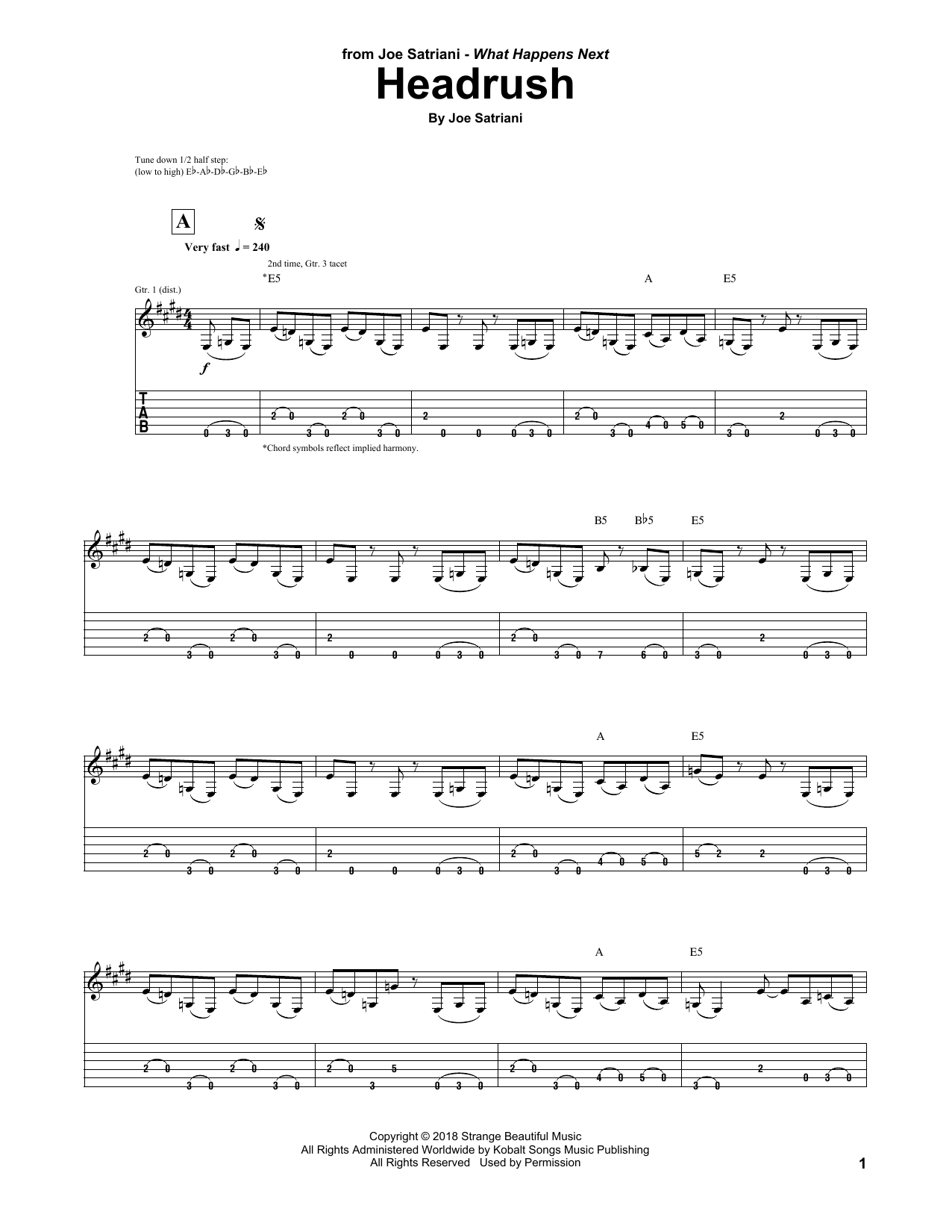 Joe Satriani Headrush Sheet Music Notes & Chords for Guitar Tab - Download or Print PDF