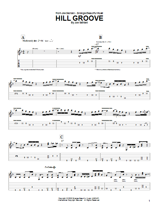 Joe Satriani Hill Groove Sheet Music Notes & Chords for Guitar Tab - Download or Print PDF