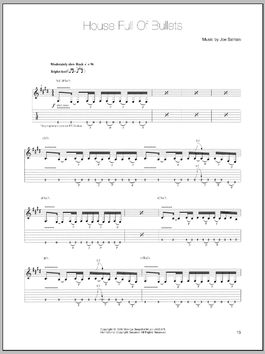 Joe Satriani House Full Of Bullets Sheet Music Notes & Chords for Guitar Tab - Download or Print PDF