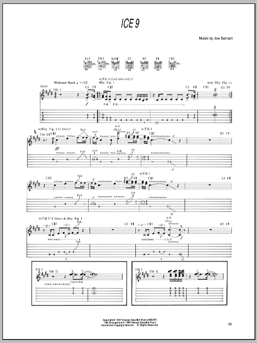 Joe Satriani Ice 9 Sheet Music Notes & Chords for Guitar Tab - Download or Print PDF