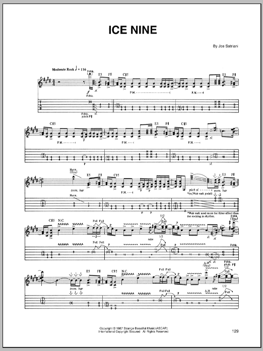 Joe Satriani Ice Nine Sheet Music Notes & Chords for Guitar Tab - Download or Print PDF