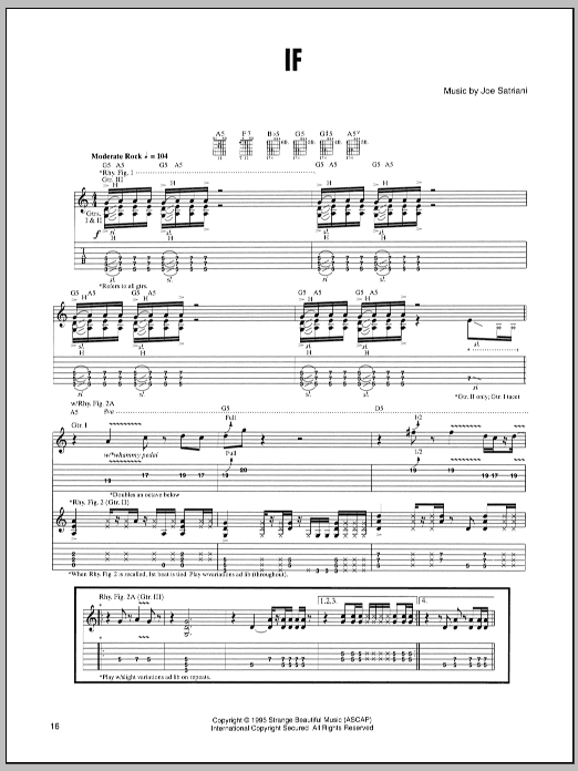 Joe Satriani If Sheet Music Notes & Chords for Guitar Tab - Download or Print PDF