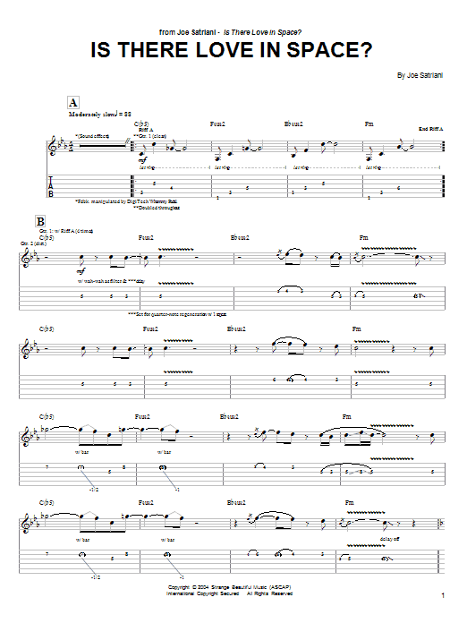 Joe Satriani Is There Love In Space? Sheet Music Notes & Chords for Guitar Tab - Download or Print PDF