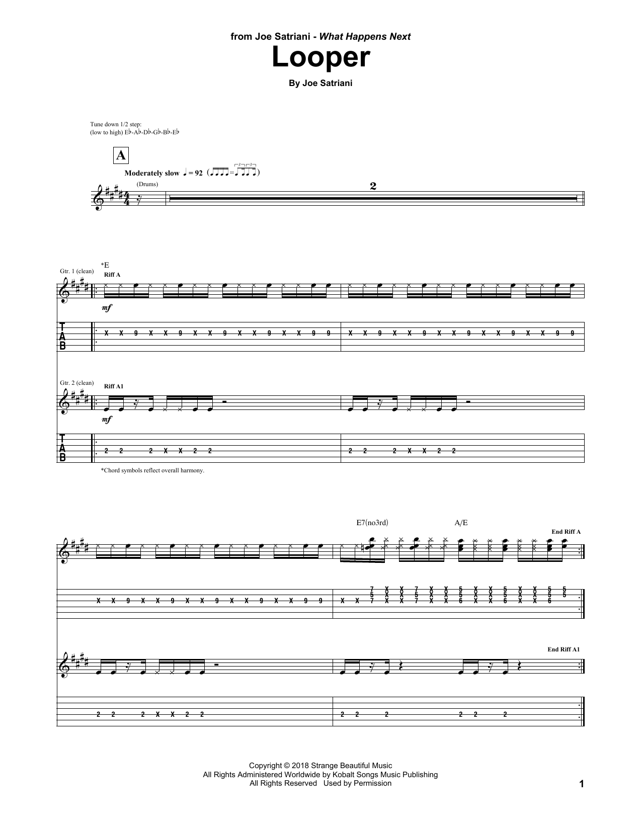 Joe Satriani Looper Sheet Music Notes & Chords for Guitar Tab - Download or Print PDF