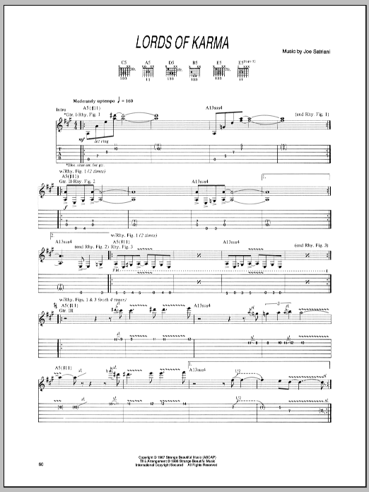 Joe Satriani Lords Of Karma Sheet Music Notes & Chords for Guitar Tab - Download or Print PDF