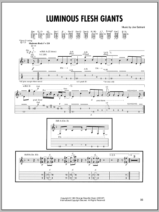 Joe Satriani Luminous Flesh Giants Sheet Music Notes & Chords for Guitar Tab - Download or Print PDF