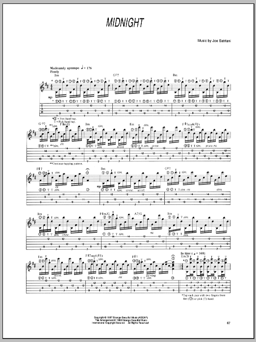 Joe Satriani Midnight Sheet Music Notes & Chords for Guitar Tab - Download or Print PDF