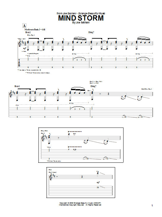 Joe Satriani Mind Storm Sheet Music Notes & Chords for Guitar Tab - Download or Print PDF