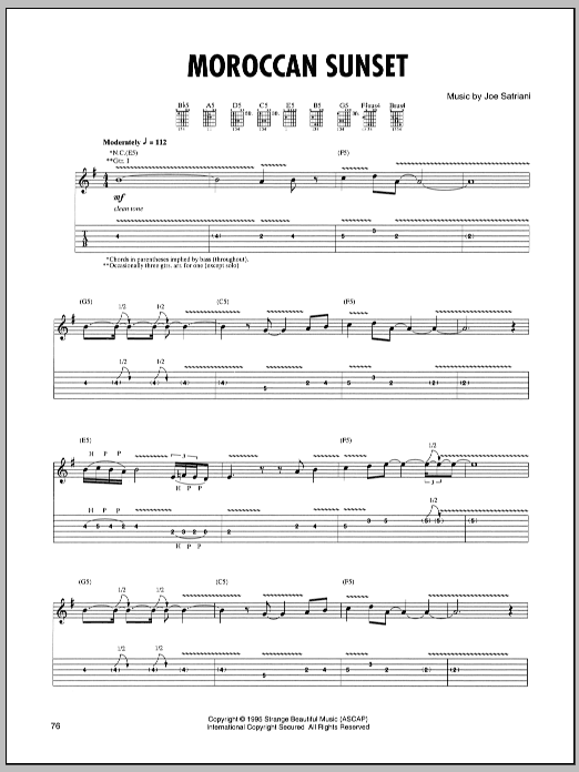 Joe Satriani Moroccan Sunset Sheet Music Notes & Chords for Guitar Tab - Download or Print PDF