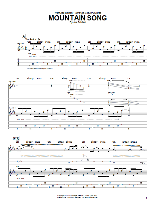 Joe Satriani Mountain Song Sheet Music Notes & Chords for Guitar Tab - Download or Print PDF