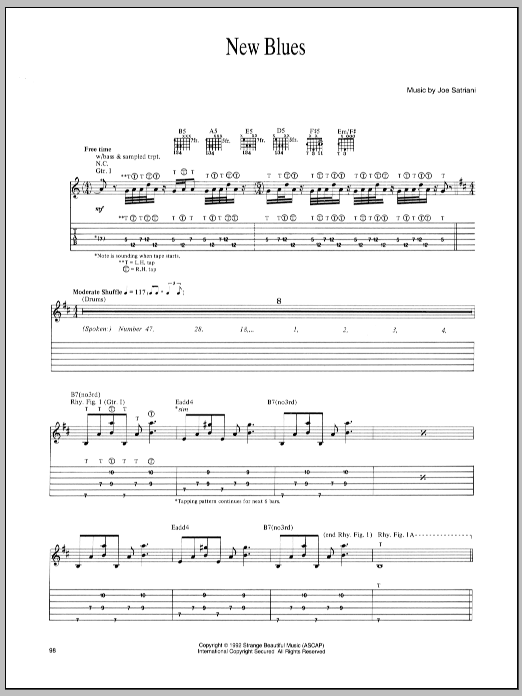 Joe Satriani New Blues Sheet Music Notes & Chords for Guitar Tab - Download or Print PDF
