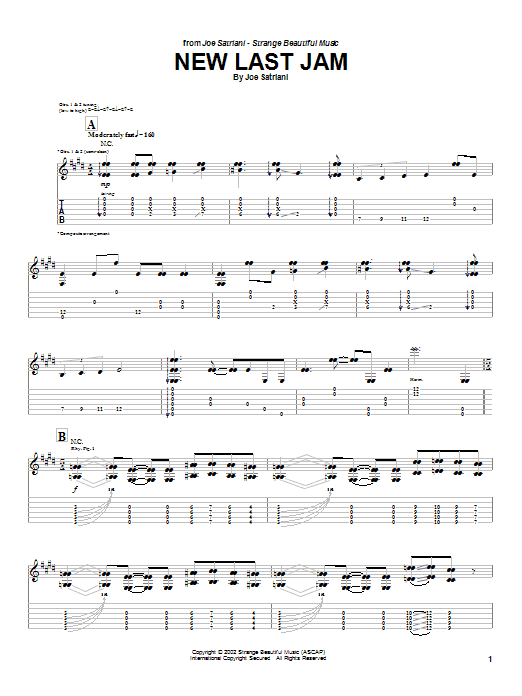 Joe Satriani New Last Jam Sheet Music Notes & Chords for Guitar Tab - Download or Print PDF