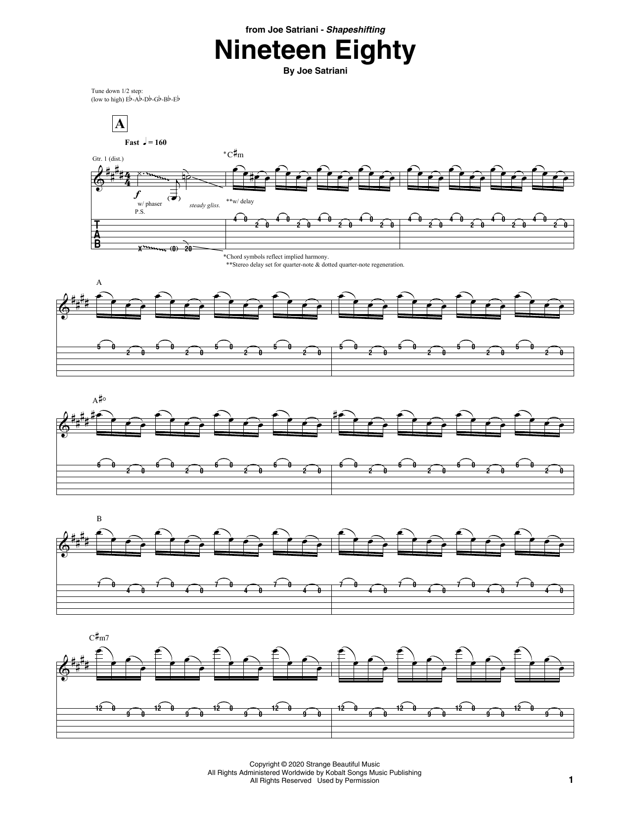 Joe Satriani Nineteen Eighty Sheet Music Notes & Chords for Guitar Tab - Download or Print PDF