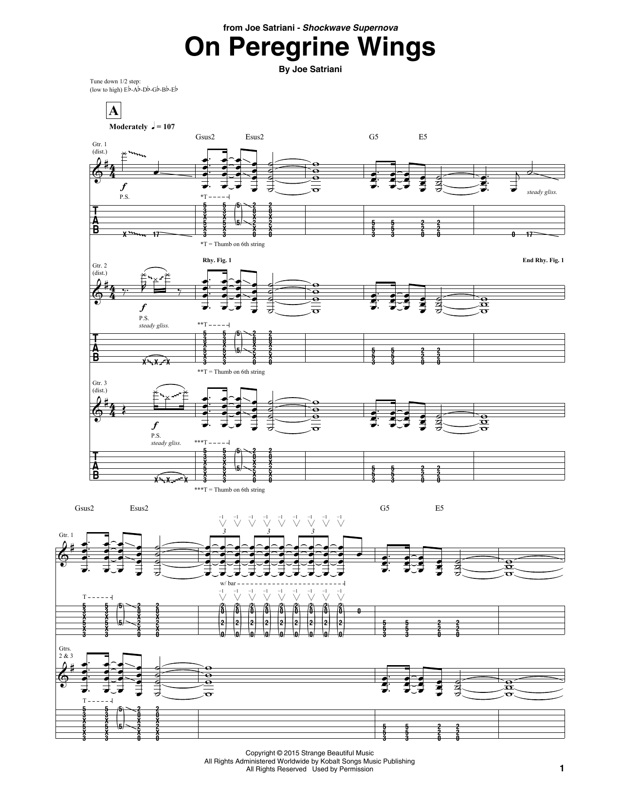 Joe Satriani On Peregrine Wings Sheet Music Notes & Chords for Guitar Tab - Download or Print PDF
