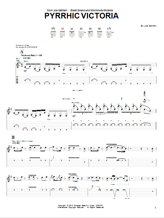 Joe Satriani Pyrrhic Victoria Sheet Music Notes & Chords for Guitar Tab - Download or Print PDF