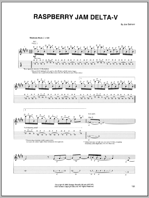 Joe Satriani Raspberry Jam Delta-V Sheet Music Notes & Chords for Guitar Tab - Download or Print PDF