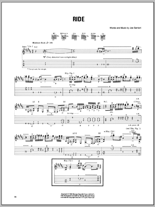 Joe Satriani Ride Sheet Music Notes & Chords for Guitar Tab - Download or Print PDF