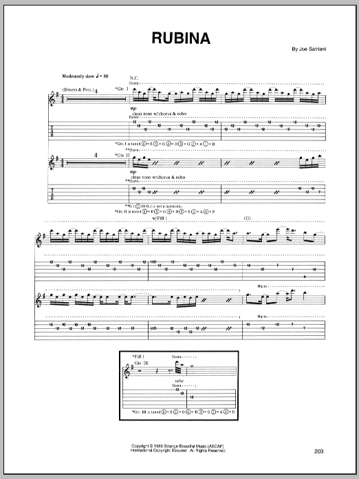 Joe Satriani Rubina Sheet Music Notes & Chords for Guitar Tab - Download or Print PDF