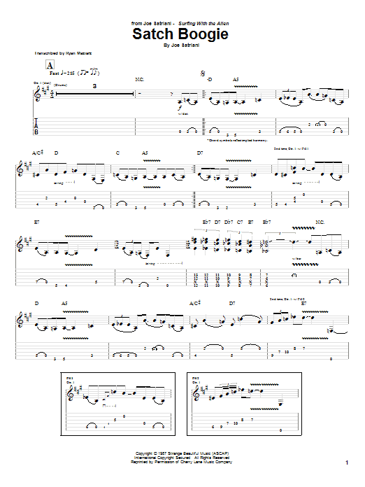Joe Satriani Satch Boogie Sheet Music Notes & Chords for Guitar Tab - Download or Print PDF
