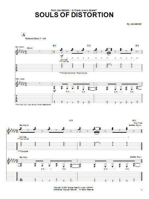 Joe Satriani Souls Of Distortion Sheet Music Notes & Chords for Guitar Tab - Download or Print PDF