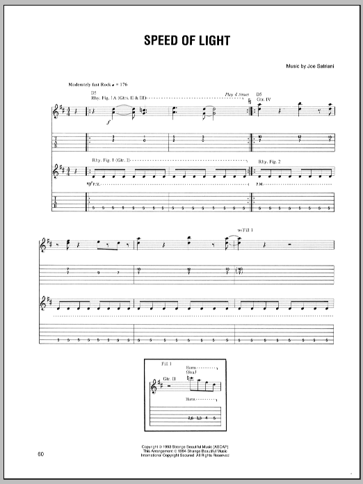 Joe Satriani Speed Of Light Sheet Music Notes & Chords for Guitar Tab - Download or Print PDF