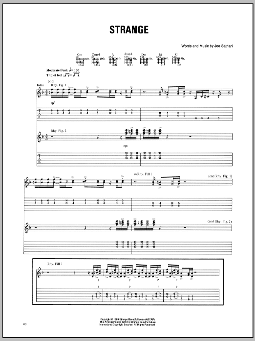 Joe Satriani Strange Sheet Music Notes & Chords for Guitar Tab - Download or Print PDF