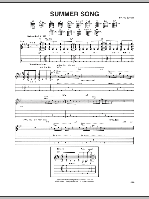 Joe Satriani Summer Song Sheet Music Notes & Chords for Guitar Tab - Download or Print PDF