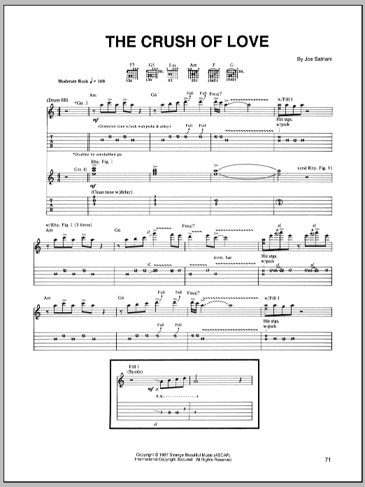 Joe Satriani The Crush Of Love Sheet Music Notes & Chords for Guitar Tab Play-Along - Download or Print PDF