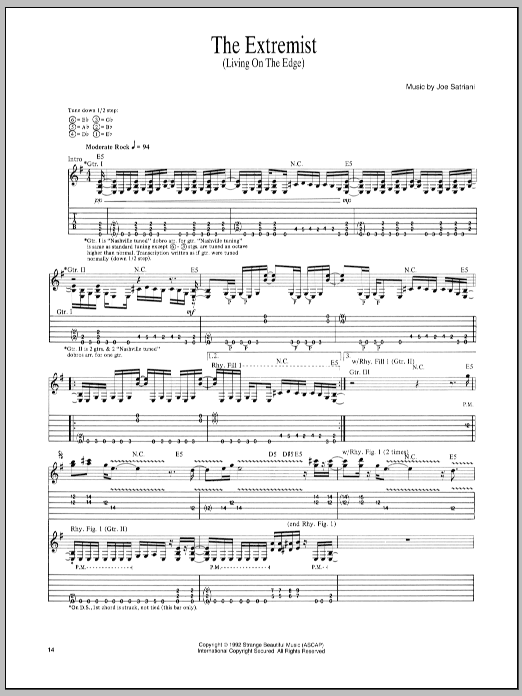 Joe Satriani The Extremist Sheet Music Notes & Chords for Guitar Tab - Download or Print PDF