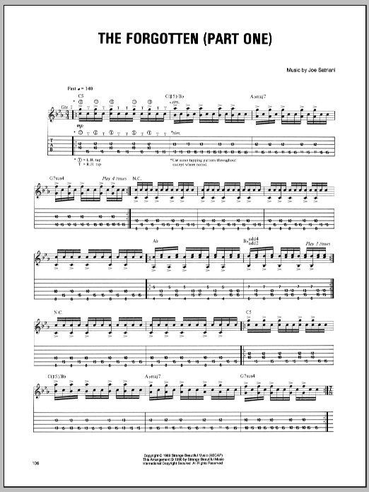 Joe Satriani The Forgotten (Part One) Sheet Music Notes & Chords for Guitar Tab - Download or Print PDF