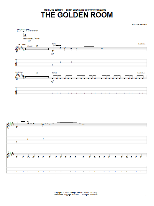 Joe Satriani The Golden Room Sheet Music Notes & Chords for Guitar Tab - Download or Print PDF
