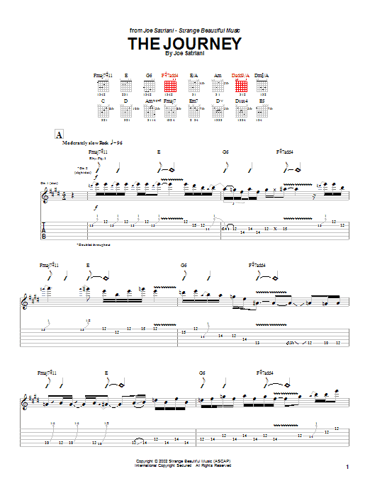 Joe Satriani The Journey Sheet Music Notes & Chords for Guitar Tab - Download or Print PDF