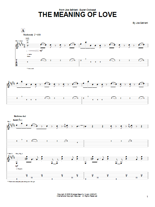 Joe Satriani The Meaning Of Love Sheet Music Notes & Chords for Guitar Tab - Download or Print PDF Joe Satriani The Meaning Of Love Sheet Music Notes & Chords for Guitar Tab - Download or Print PDF