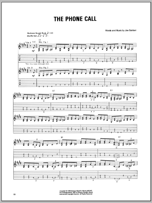 Joe Satriani The Phone Call Sheet Music Notes & Chords for Guitar Tab - Download or Print PDF