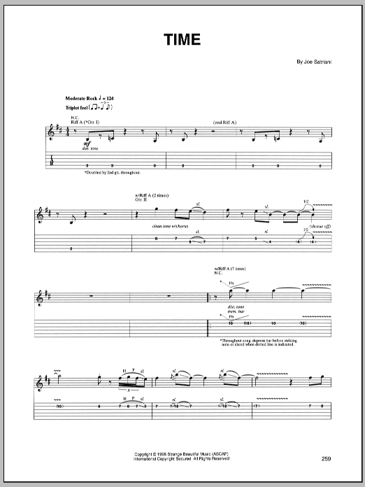 Joe Satriani Time Sheet Music Notes & Chords for Guitar Tab - Download or Print PDF