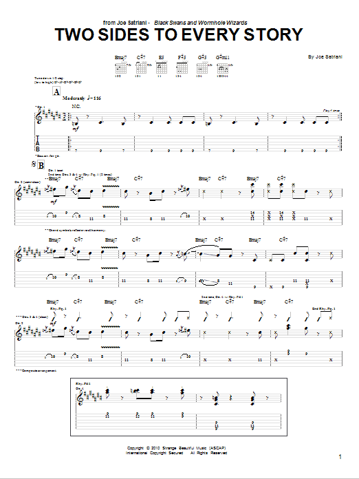 Joe Satriani Two Sides To Every Story Sheet Music Notes & Chords for Guitar Tab - Download or Print PDF