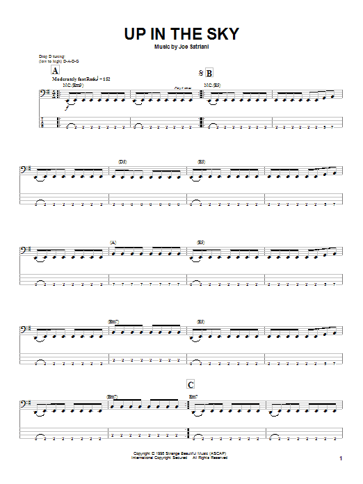 Joe Satriani Up In The Sky Sheet Music Notes & Chords for Guitar Tab - Download or Print PDF