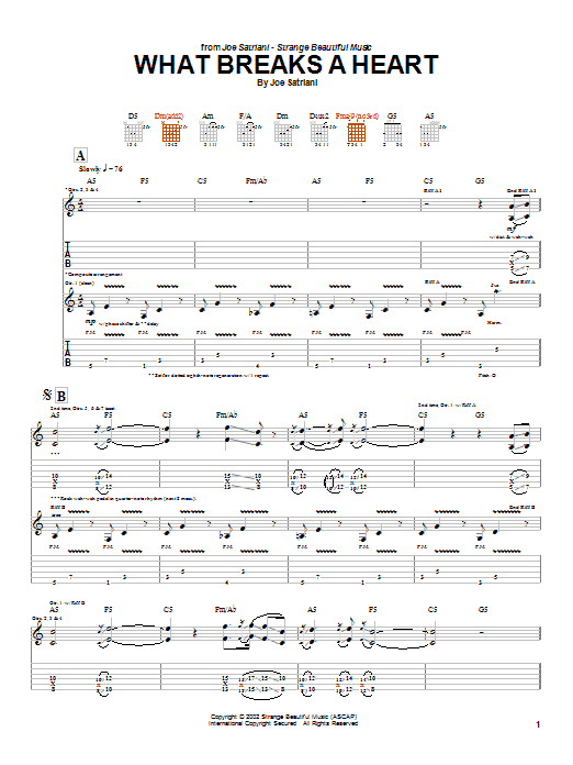 Joe Satriani What Breaks A Heart Sheet Music Notes & Chords for Guitar Tab - Download or Print PDF