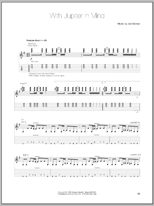 Joe Satriani With Jupiter In Mind Sheet Music Notes & Chords for Guitar Tab - Download or Print PDF