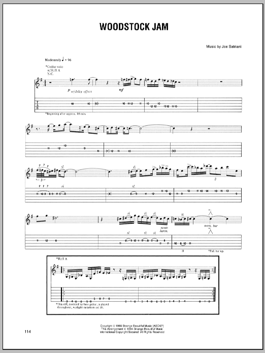 Joe Satriani Woodstock Jam Sheet Music Notes & Chords for Guitar Tab - Download or Print PDF